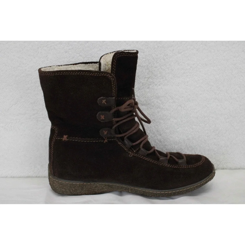 Timberland‎ Womens 10M Dark Brown Suede Lace Up Fleece Lined Winter Boots 69318